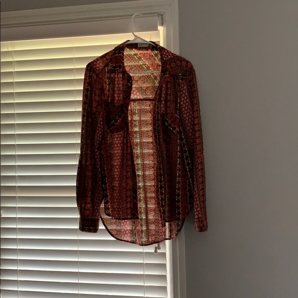 Multi-colored patterned boho thin flannel/blouse